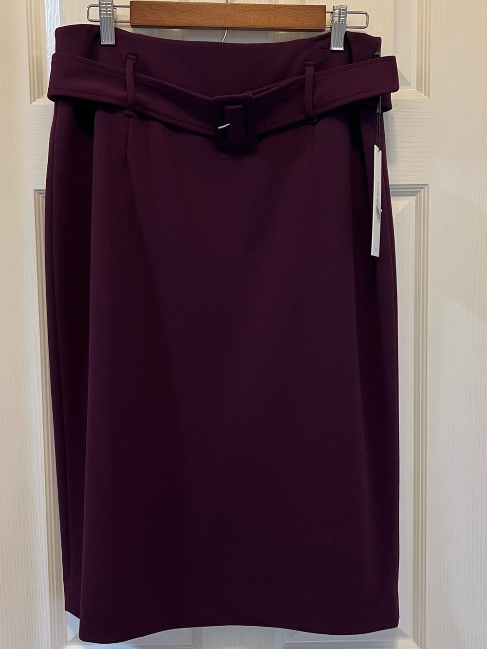 Calvin Klein Plum Belted Pencil Skirt